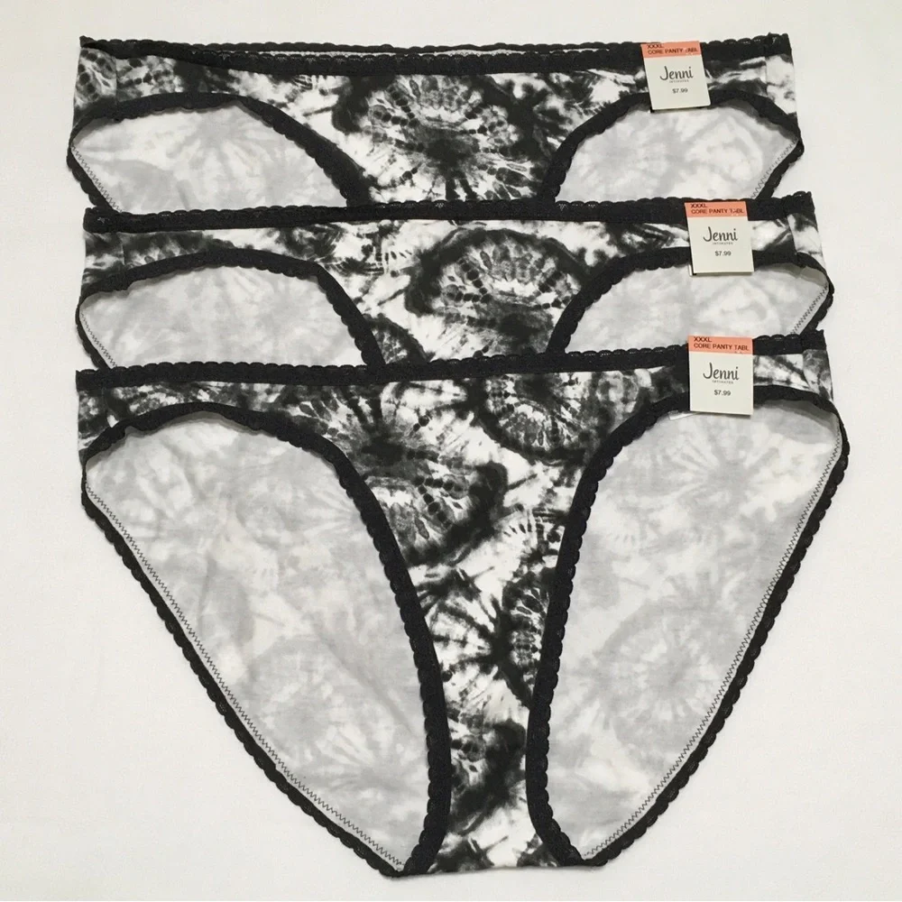 3- Jenni Intimates Women's XXXL Tie Dye Black Underwear Bikini Panty